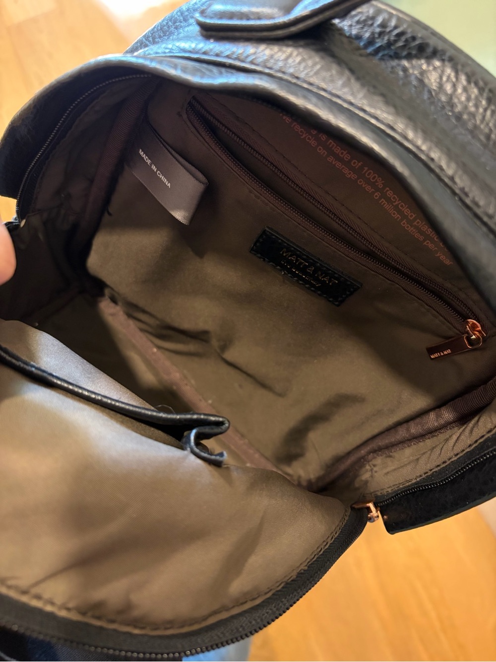 MATT & NAT Mini Leather Backpack - Black and rose gold - Picture 3 of 5